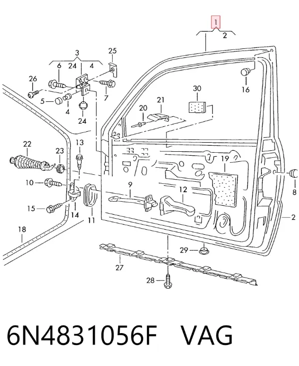 Двері праві передні 6N4831056F VAG