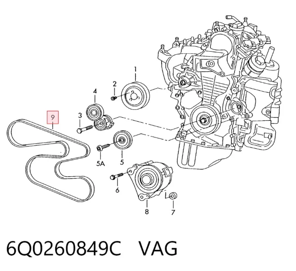 Ремінь генератора 6Q0260849C VAG