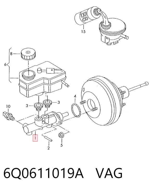 Головний гальмівний циліндр 6Q0611019A VAG