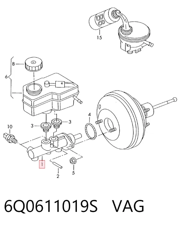 Головний гальмівний циліндр 6Q0611019S VAG