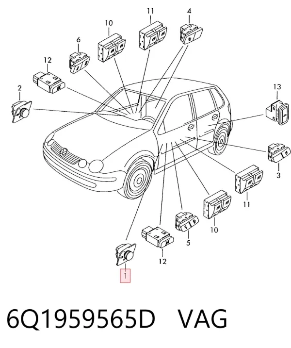 Блок керування дзеркалами заднього виду 6Q1959565D VAG