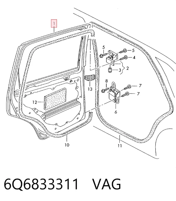 Двері задні, ліві 6Q6833311 VAG