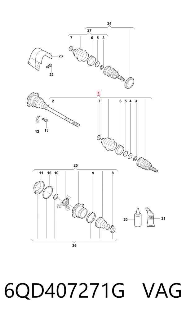 Ліва піввісь 6QD407271G VAG