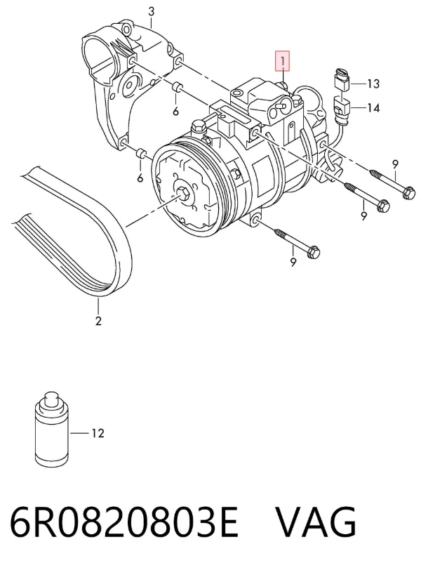 Компресор кондиціонера 6R0820803E VAG