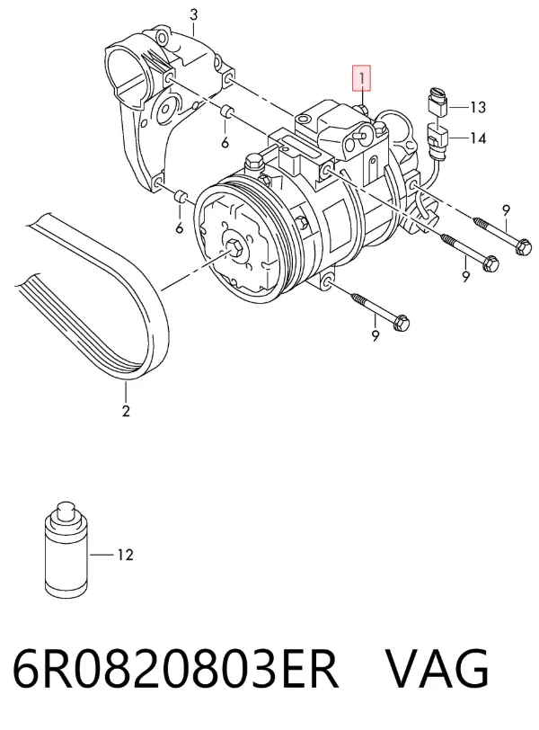 Компресор кондиціонера 6R0820803ER VAG