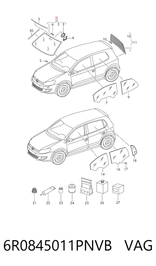 Лобове скло 6R0845011PNVB VAG