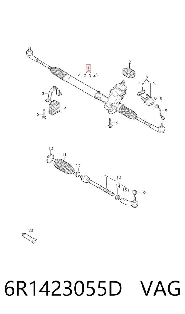 Рульова рейка 6R1423055D VAG