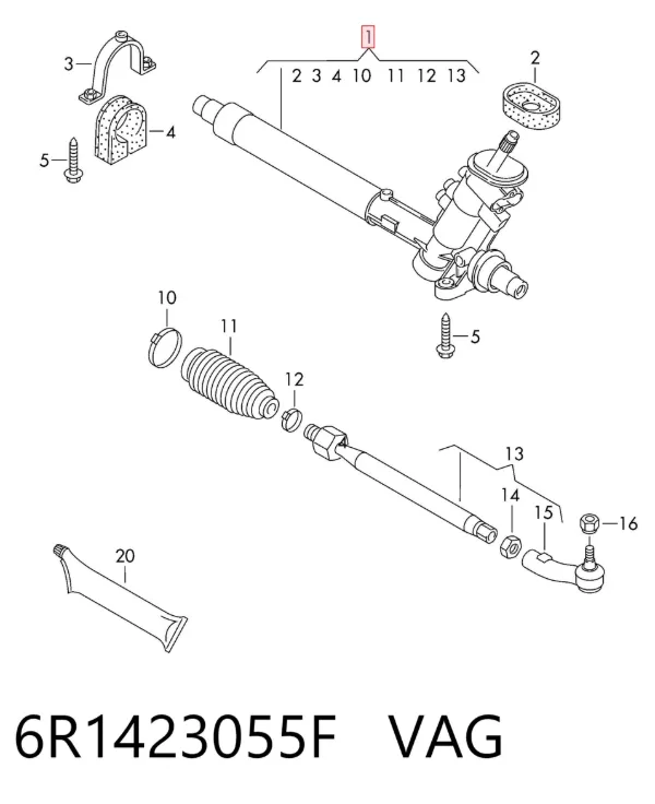 Рульова рейка 6R1423055F VAG