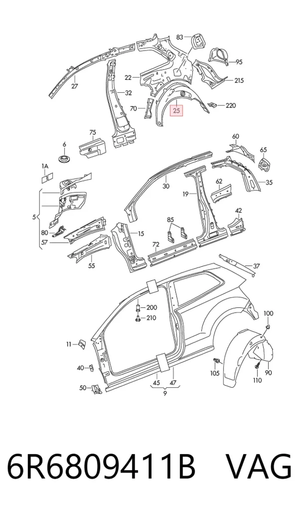 Арка крила заднього лівого 6R6809411B VAG