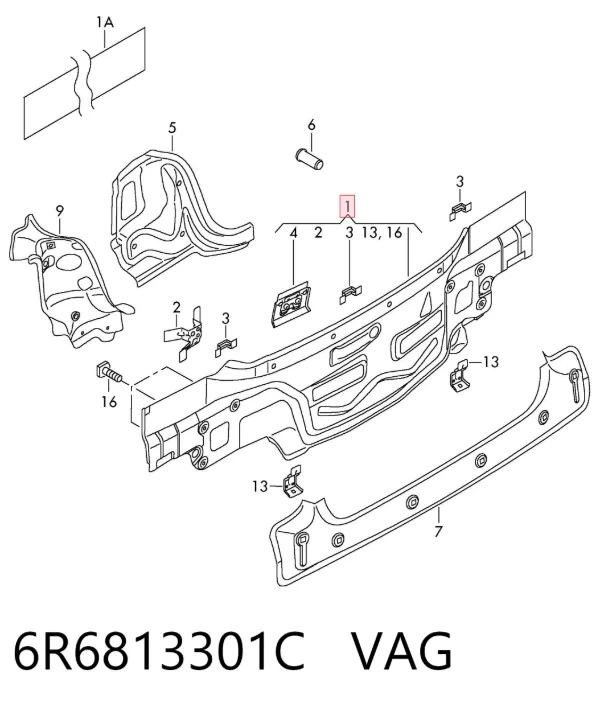 Панель задня, багажного відсіку 6R6813301C VAG