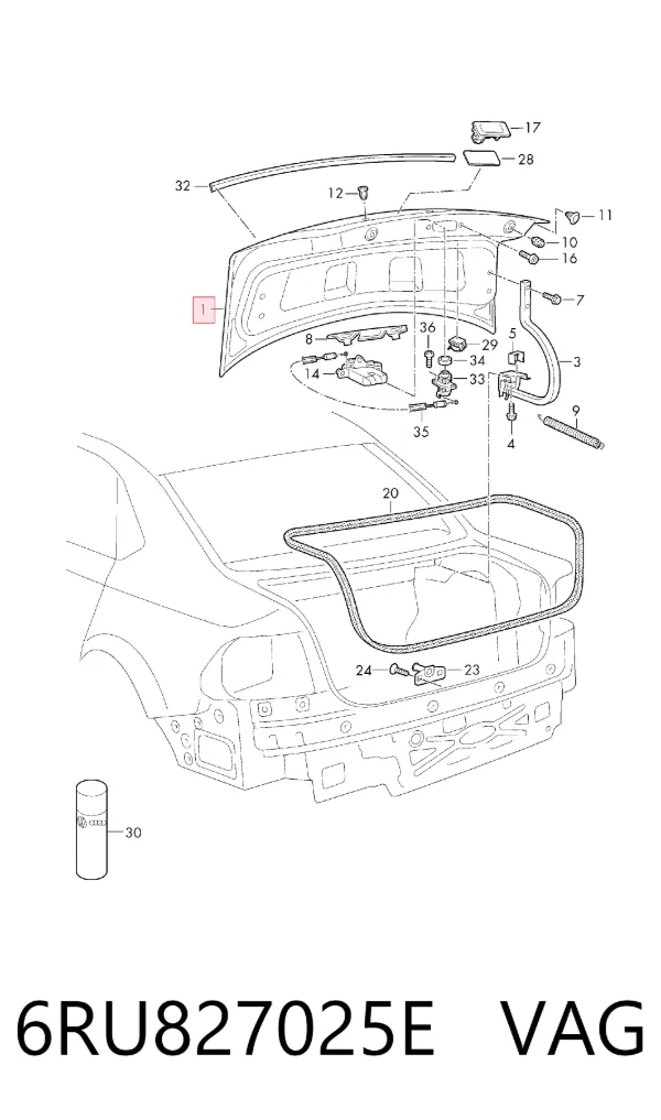 Кришка багажника 6RU827025E VAG
