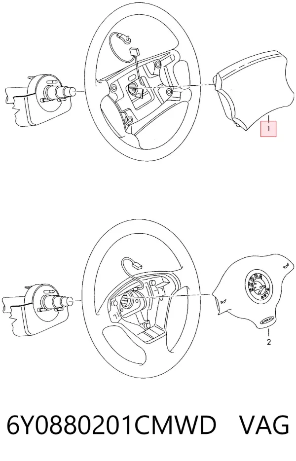 Подушка безпеки, водійська, AIRBAG 6Y0880201CMWD VAG