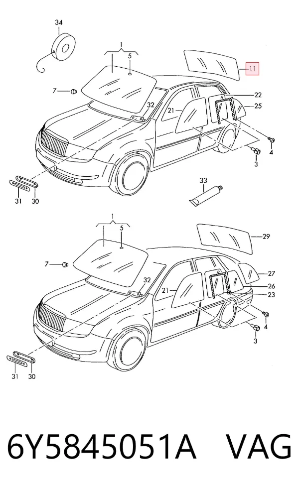 Заднє скло Skoda Fabia I