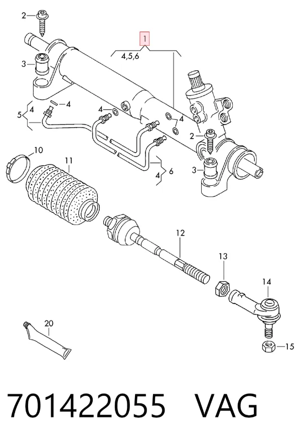 Рульова рейка 701422055 VAG