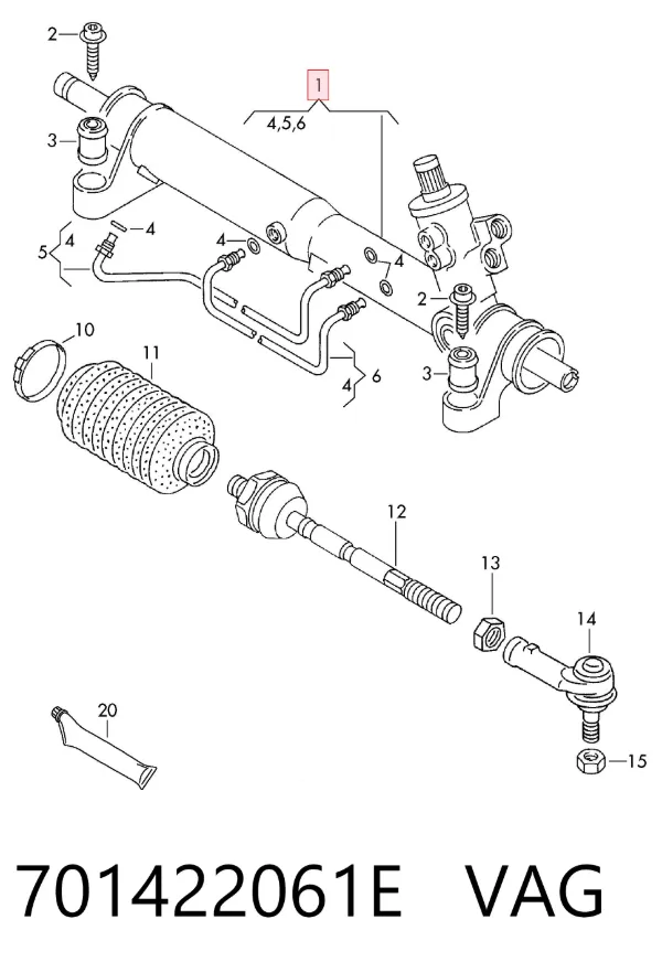 Рульова рейка 701422061E VAG