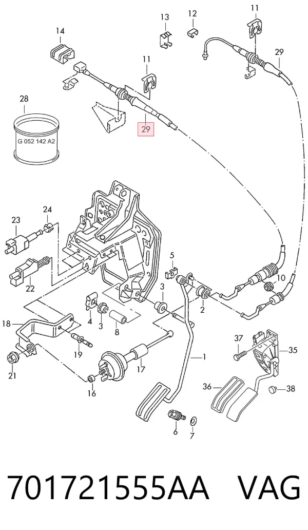 Трос газу 701721555AA VAG