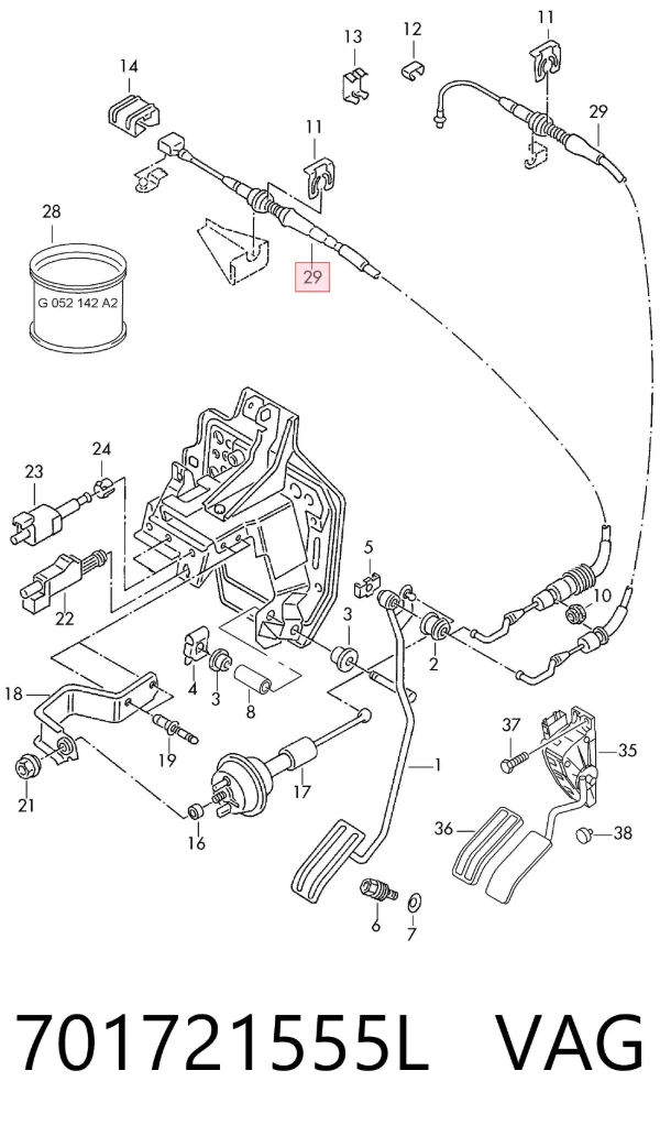 Трос газу 701721555L VAG