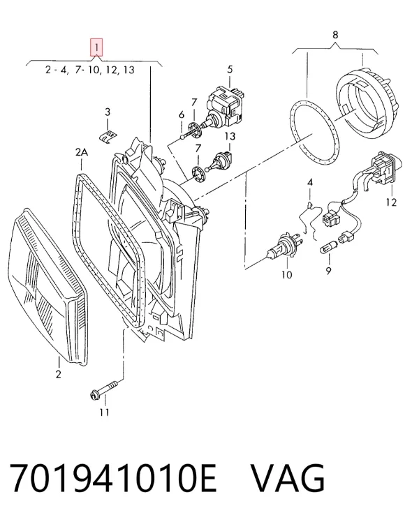 Фара права 701941010E VAG