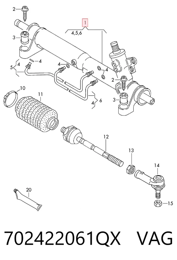 Рульова рейка 702422061QX VAG