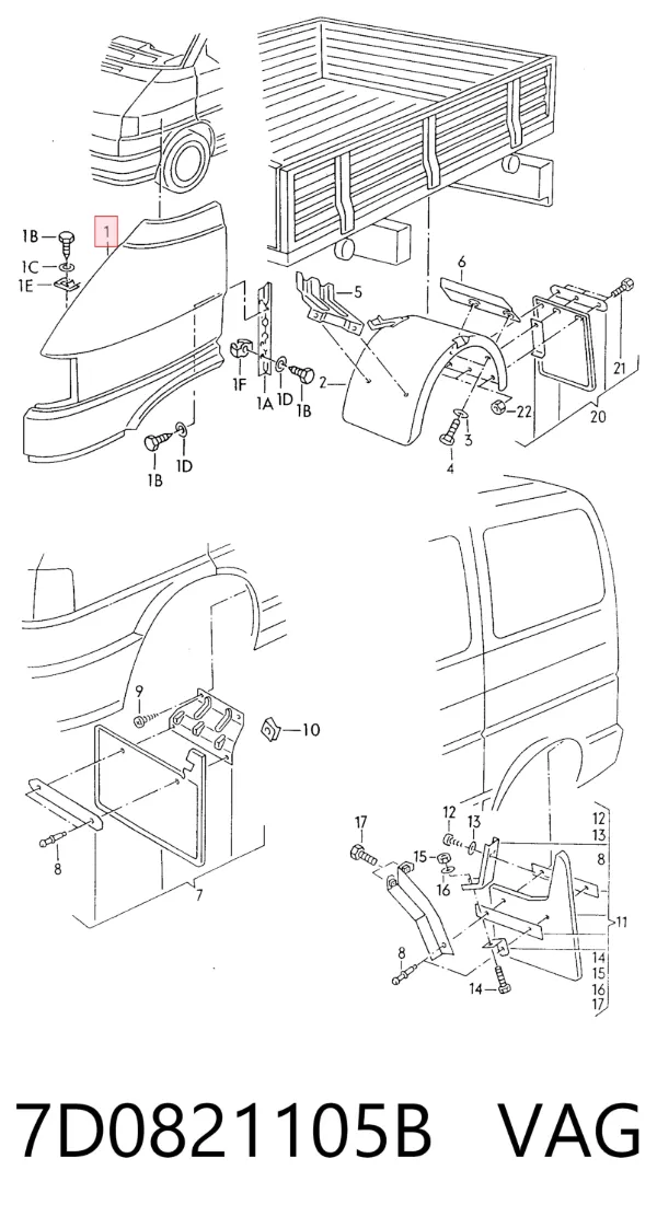 Крило переднє ліве 7D0821105B VAG