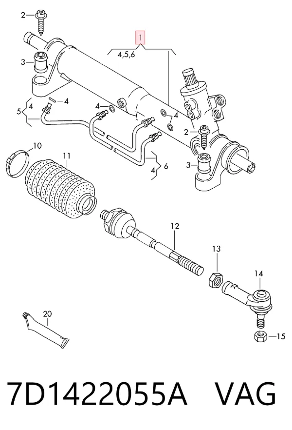 Рульова рейка 7D1422055A VAG