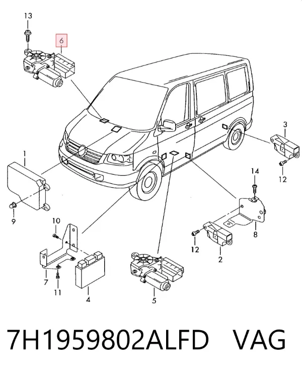 Механізм склопідіймача двері передньої, правої 7H1959802ALFD VAG