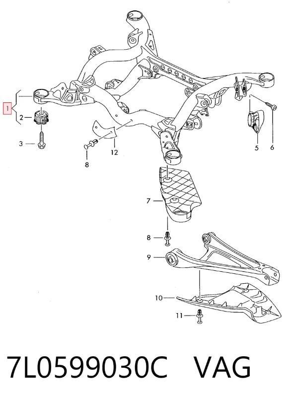 Балка задня 7L0599030C VAG