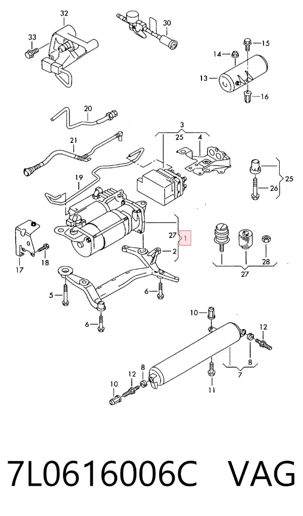 Компресор пневмопідкачки (амортизаторів) 7L0616006C VAG
