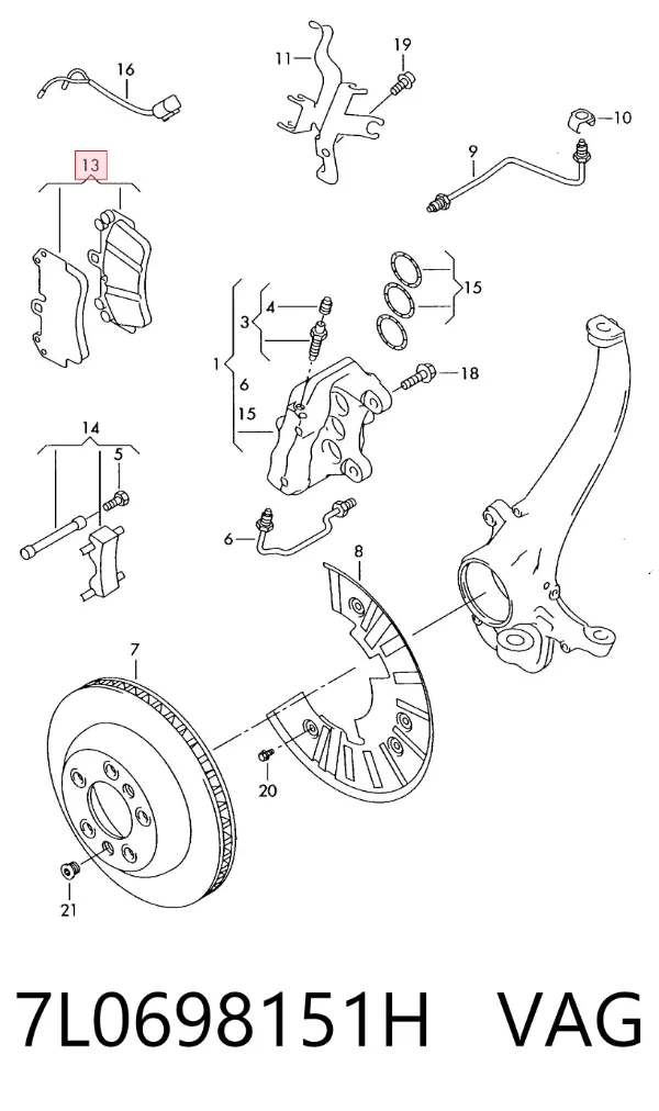 Передні тормозні колодки 7L0698151H VAG