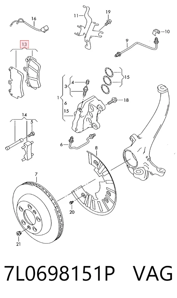 Передні тормозні колодки 7L0698151P VAG