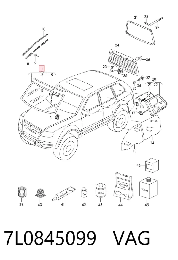 Лобове скло 7L0845099 VAG