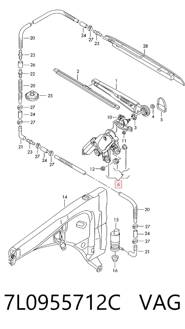 Моторчик заднього склоочисника 7L0955712C VAG