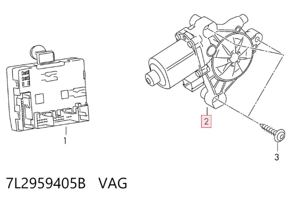 Двигун склопідіймача двері передньої, лівої 7L2959405B VAG