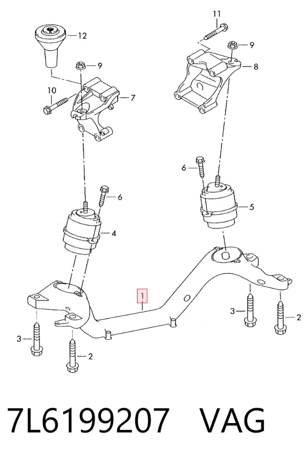 Балка кріплення двигуна 7L6199207 VAG