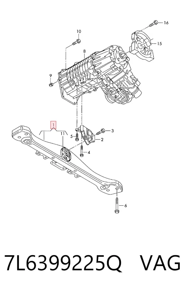Балка кріплення коробки передач 7L6399225Q VAG