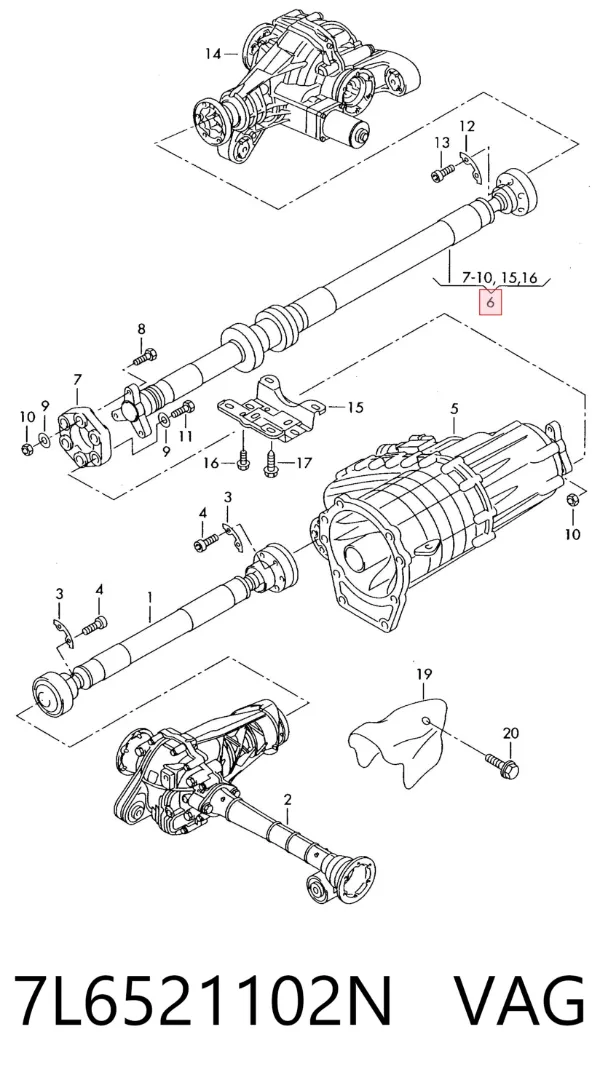 Кардан задній 7L6521102N VAG