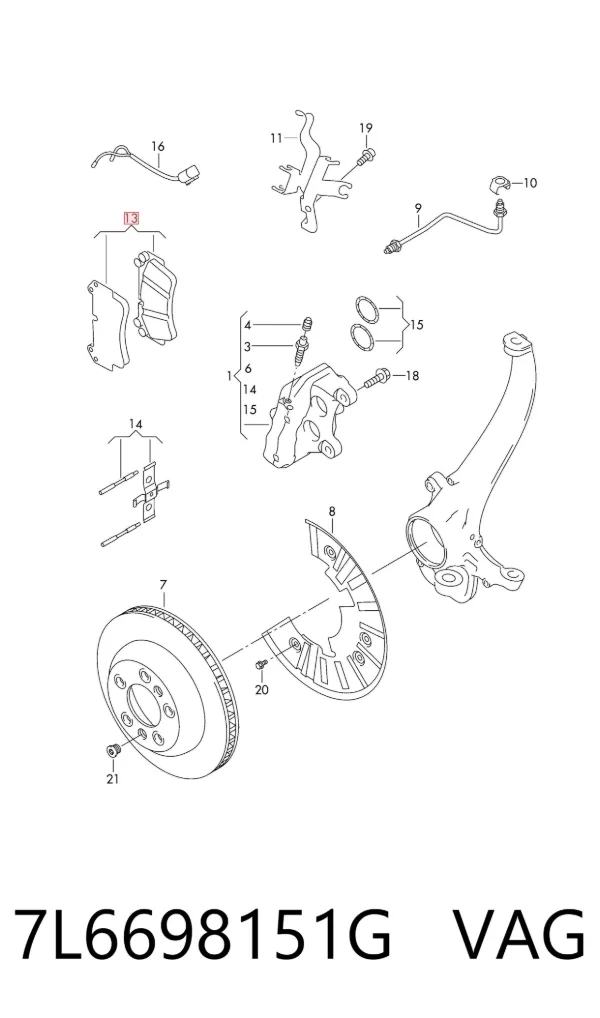 Передні тормозні колодки 7L6698151G VAG