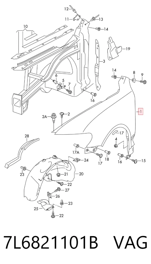 Крило переднє ліве 7L6821101B VAG
