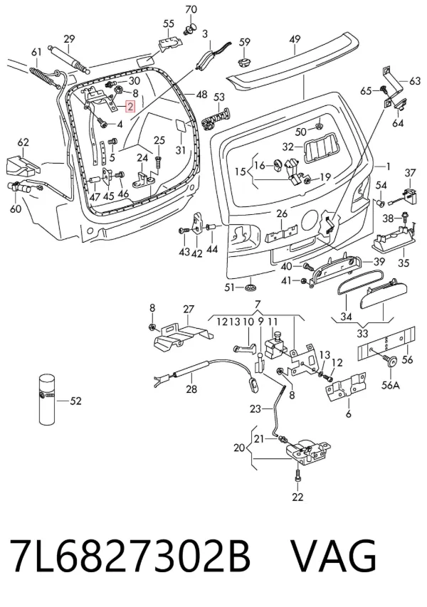 Петля кришки багажника 7L6827302B VAG
