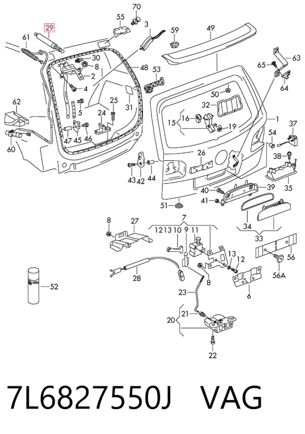 Амортизатор багажника 7L6827550J VAG