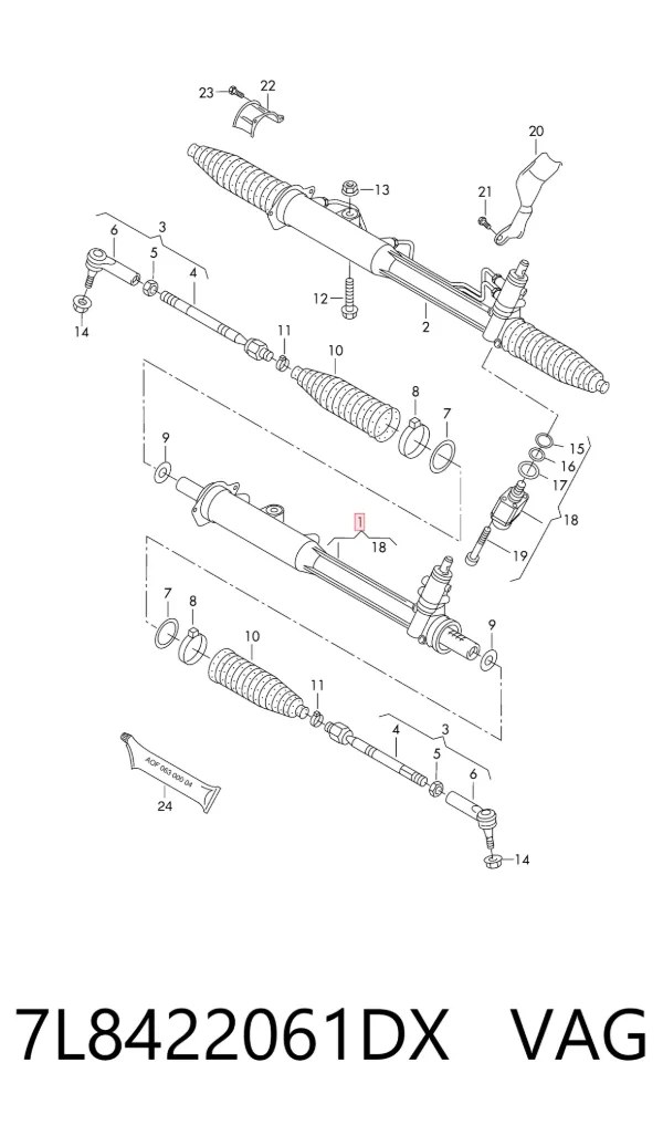 Рульова рейка 7L8422061DX VAG