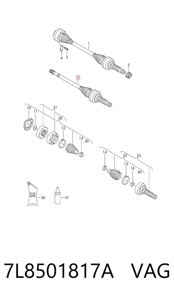 Піввісь задня 7L8501817A VAG