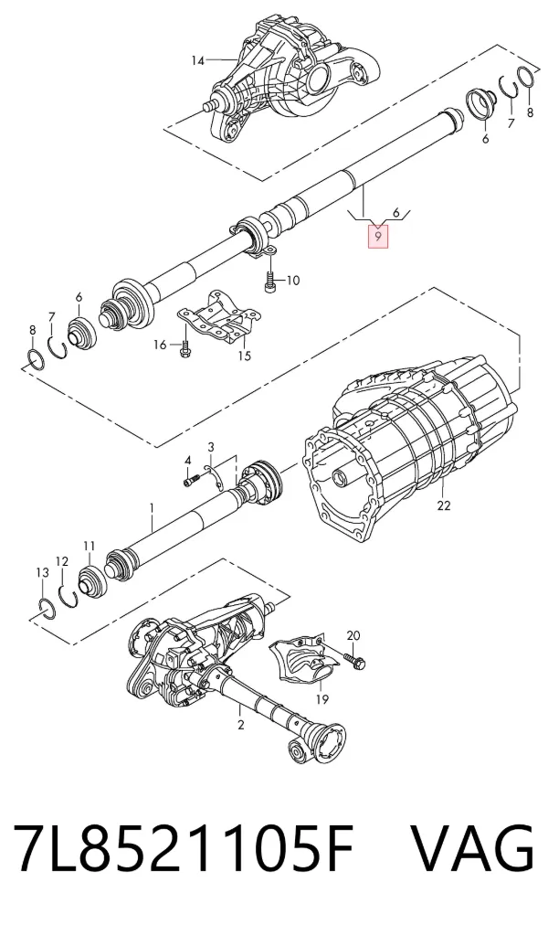 Кардан задній 7L8521105F VAG