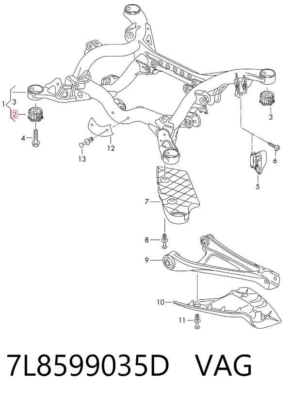Сайлентблок задньої балки 7L8599035D VAG