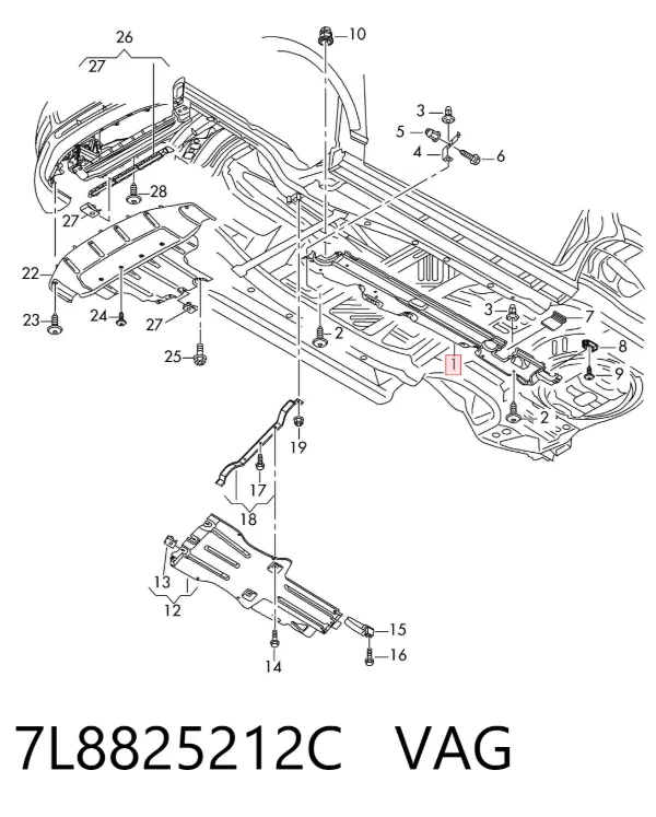 Захист днища, правий 7L8825212C VAG