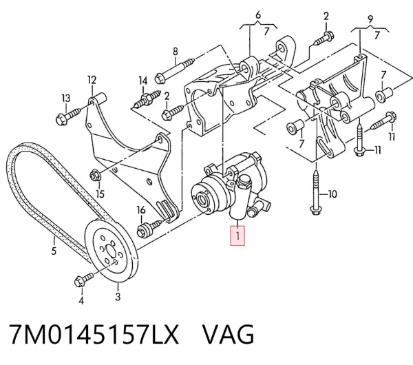 Насос ГУР 7M0145157LX VAG