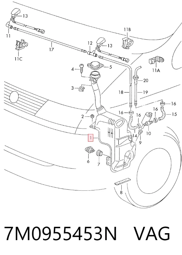 Бачок омивача 7M0955453N VAG
