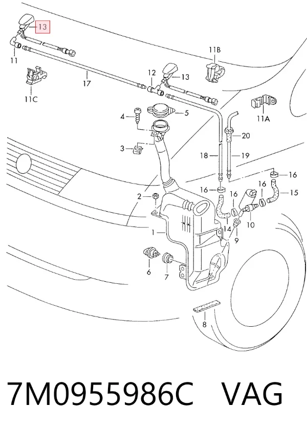 Форсунка омивача 7M0955986C VAG
