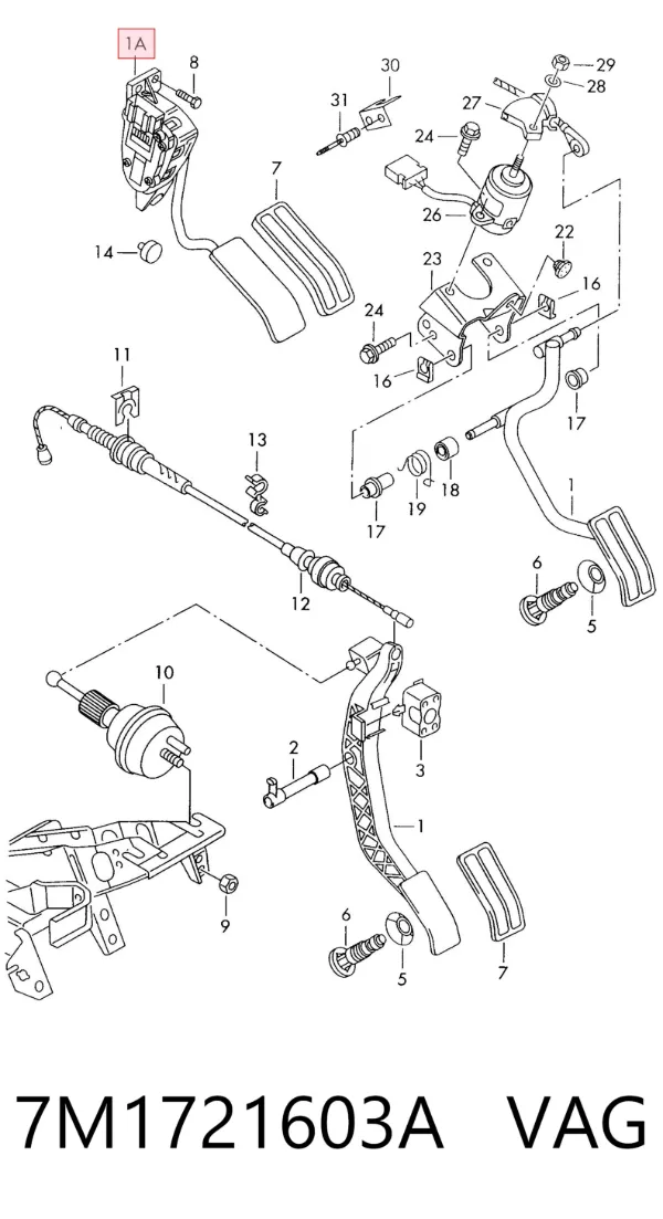 Педаль газу 7M1721603A VAG
