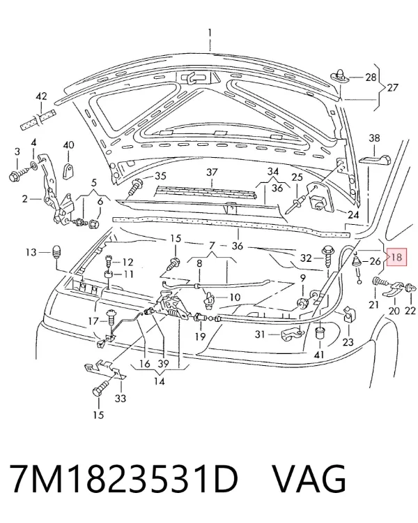 Трос капота Volkswagen Sharan I